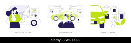 Electric car abstract concept vector illustrations. Stock Vector