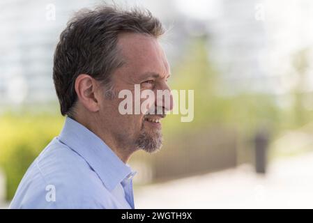 Mature man outdoors, Milano, Italy. Stock Photo