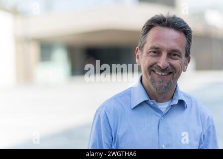 Mature man outdoors, Milano, Italy. Stock Photo