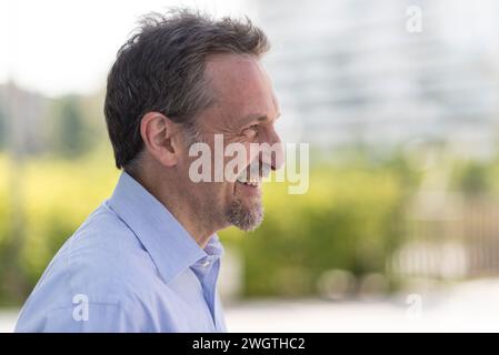 Mature man outdoors, Milano, Italy. Stock Photo