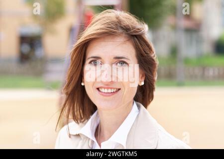 Beautiful woman outdoor, Milano, Italy. Stock Photo