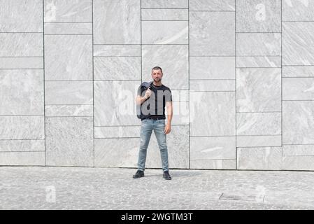 Man with beard outdoors, Milano, Italy. Stock Photo
