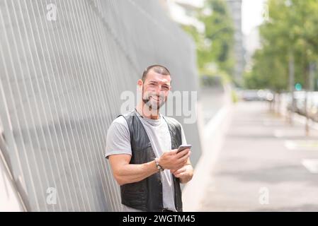 Man with beard outdoors, Milano, Italy. Stock Photo