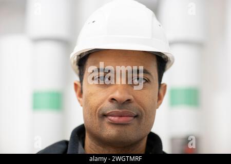 Engineer with helmet ,portrait Stock Photo