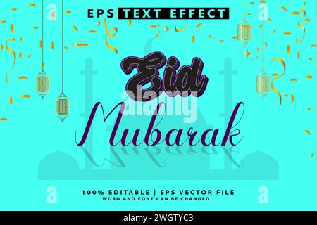 Eid mubarak editable text effect Stock Vector