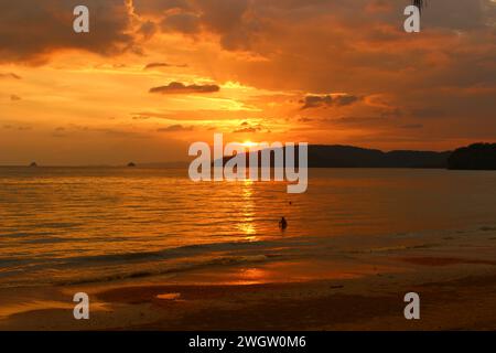 Beautiful sunset at Andaman sea in Ao Nang Stock Photo