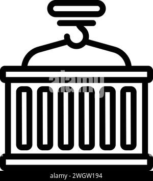 Cargo container crane icon outline vector. Loading process. Equipment depot Stock Vector