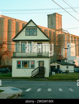 House and old factory in the First Ward, Buffalo, New York Stock Photo