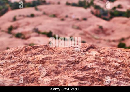 Red Rock Texture and Desert Hills in Sedona, Close-Up View Stock Photo