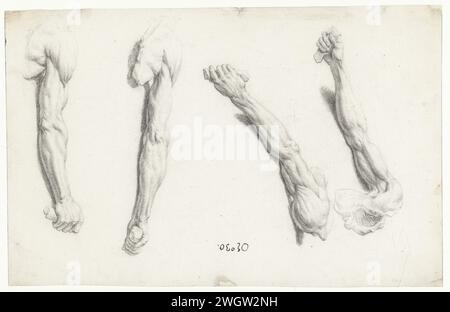 Four Studies of an Amputated Human Right Arm, Jacques de Gheyn (II) (attributed to), c. 1615 drawing  Leiden (possibly) paper. chalk drawing arms Stock Photo