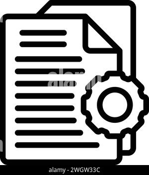 Gear document system icon outline vector. Transcribe assistant. Dark system Stock Vector