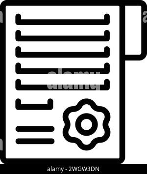 Gear document paper icon outline vector. Voicemail recognition. Aide recording Stock Vector