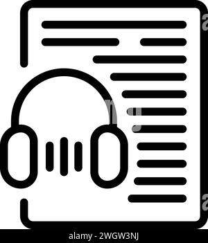 Audio text book icon outline vector. Written record. System student Stock Vector