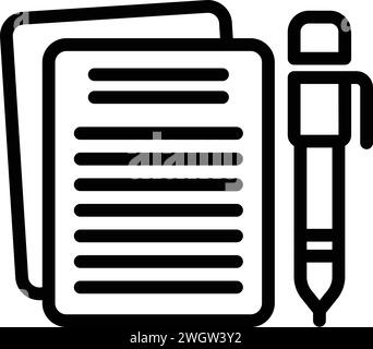 Slender student audio icon outline vector. Document text. System occupation Stock Vector