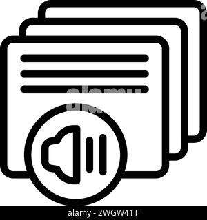 Sound transcription icon outline vector. Ai assistant. Audio document Stock Vector