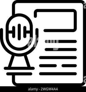 Mic text ai icon outline vector. Audio transcribe. Record vocal system Stock Vector