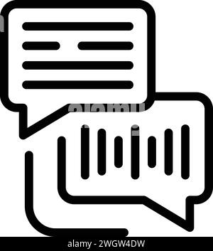 Text chat icon outline vector. Transcription voice. Ai assistant system Stock Vector