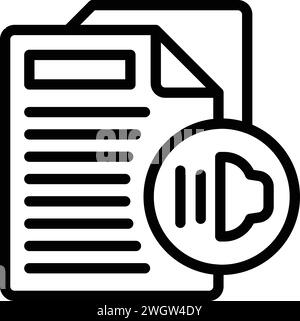 Audio text icon outline vector. Ai document transcription. Text slender Stock Vector