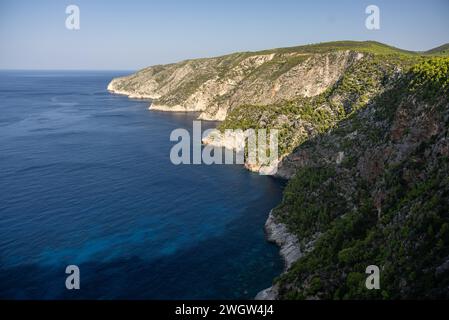 Viewpoint of Cliffs of Kambi in Zakinthos Greece Island. Beautiful cliff coast on greek island. Wild cliffs of the western Zakynthos Stock Photo