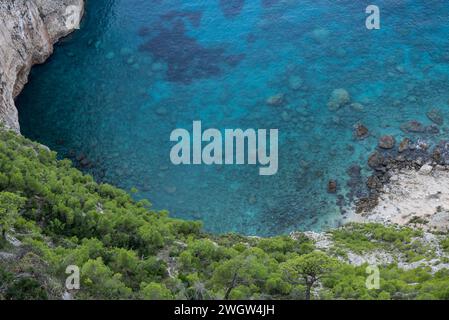 Viewpoint of Cliffs of Kambi in Zakinthos Greece Island. Beautiful cliff coast on greek island. Wild cliffs of the western Zakynthos Stock Photo