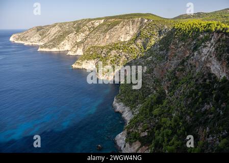 Viewpoint of Cliffs of Kambi in Zakinthos Greece Island. Beautiful cliff coast on greek island. Wild cliffs of the western Zakynthos Stock Photo