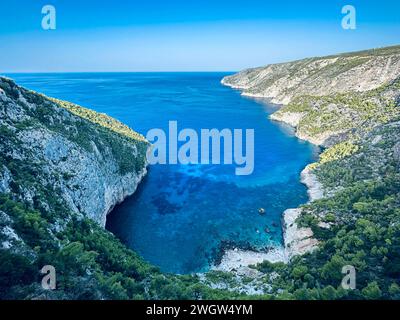 Viewpoint of Cliffs of Kambi in Zakinthos Greece Island. Beautiful cliff coast on greek island. Wild cliffs of the western Zakynthos Stock Photo