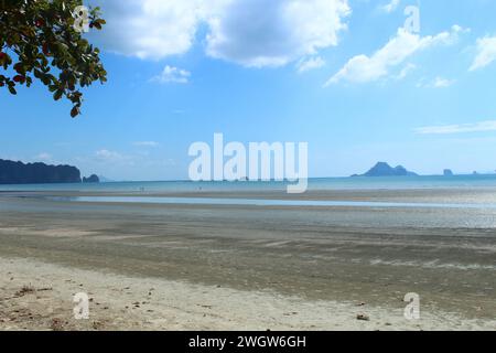 Beautiful and relax view at the Nopparat beach in the morning, Ao Nang Stock Photo