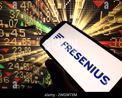 Konskie, Poland - February 05, 2024: Fresenius company logo displayed on mobile phone Stock Photo