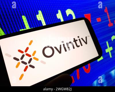 Konskie, Poland - February 05, 2024: Ovintiv company logo displayed on mobile phone Stock Photo