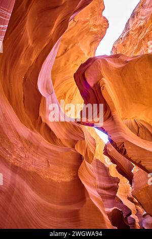 Antelope Canyon Sandstone Waves with Sky View Stock Photo