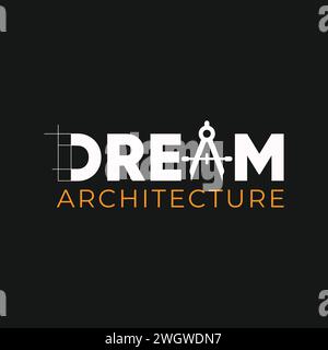 Dream architecture logo creative concept for construction building. Modern architect logo. Architecture element compass and sketch concept. Stock Vector