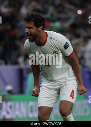 Doha, Qatar. 06th Feb, 2024. DOHA, QATAR - FEBRUARY 06: Yazan Al-Naimat of Jordan celebrates during the AFC Asian Cup semi final match between Jordan and South Korea at Ahmad Bin Ali Stadium on February 06, 2024 in Doha, Qatar Credit: Sebo47/Alamy Live News Stock Photo