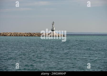 Harbor port of Zakynthos town seen from bochali view point, Greece.  Zakynthos pier town city. Stock Photo