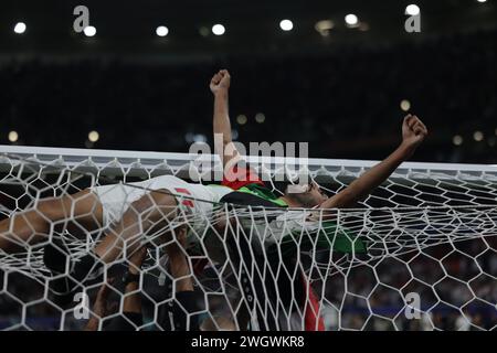 Doha, Qatar. 06th Feb, 2024. DOHA, QATAR - FEBRUARY 06: Yazan Al-Naimat of national team of Jordan celebrates during the AFC Asian Cup semi final match between Jordan and South Korea at Ahmad Bin Ali Stadium on February 06, 2024 in Doha, Qatar Credit: Sebo47/Alamy Live News Stock Photo