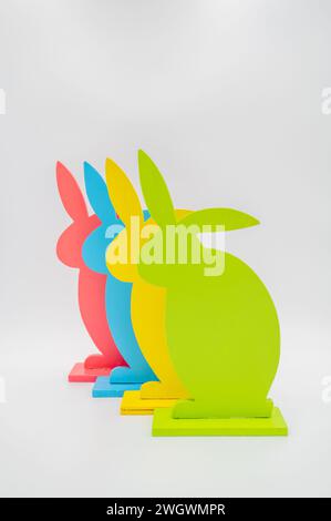 Four colored Easter bunnies Stock Photo