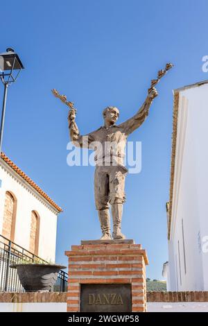 Sanlúcar de Guadiana, Huelva, Spain - February 3, 2024: The monument to the Danza de las Flores (flower dance), in the village of Sanlucar de Guadiana Stock Photo