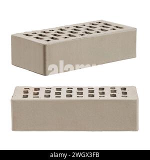 Grey ceramic brick is isolated on a white background. Stock Photo