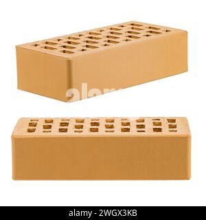 Orange ceramic brick is isolated on a white background. Stock Photo