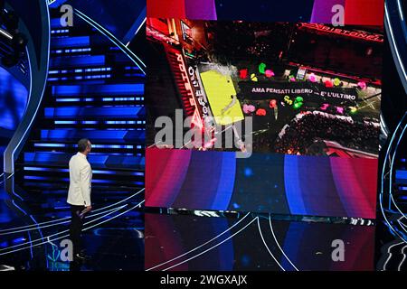 Sanremo, Italia. 06th Feb, 2024. Amadeus during the 74th edition of the SANREMO Italian Song Festival at the Ariston Theatre in Sanremo, northern Italy - Tuesday, FEBRUARY 6, 2024. Entertainment. (Photo by Marco Alpozzi/LaPresse)&#xa0; Credit: LaPresse/Alamy Live News Stock Photo