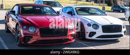 Two Bentley Continental GT S vehicles for sale at a dealership Stock Photo