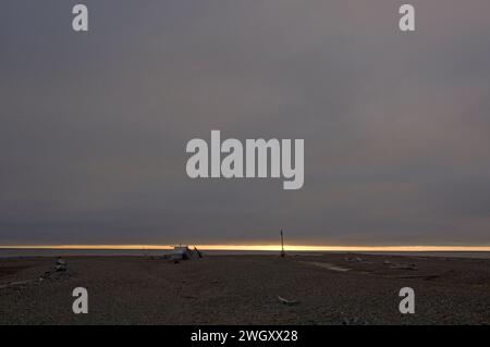 Bruce Inglangasak fish camp smoking broad whitefish  Coregonus nasus at camp anwr 1002 coastal plain anwr arctic alaska Stock Photo