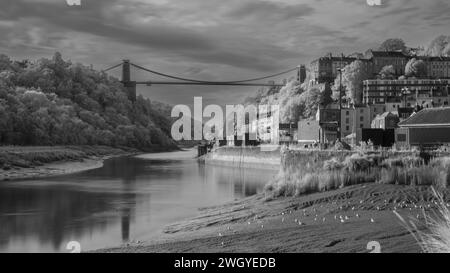 Bristol, UK - August 11, 2023: Clifton Suspension Bridge, Bristol - IR Study Stock Photo