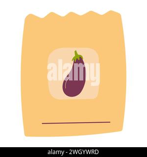 vegetable seeds packaging pack grow garden care eco colored icon element Stock Vector