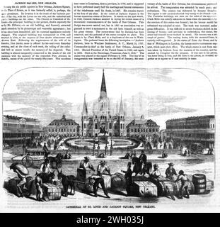 Ballou's Pictorial 1858 - Jackson Square New Orleans - Full page Stock