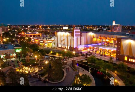 Bricktown Canal in the Bricktown entertainment district near downtown Oklahoma City, Oklahoma - USA Stock Photo