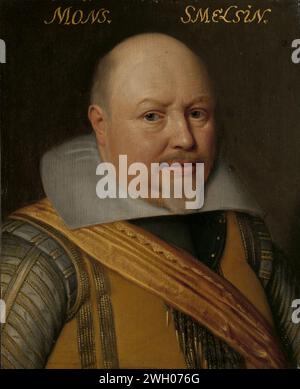 Portrait or Nicolaas Schmmelzing (1561-1629), Michiel Jansz van Mierevelt (workshop of), c. 1609 - c. 1633 painting Portrait of Nicolaas Schmelsingh (1563-1629). Bust to the right. Part of the series of portraits from the Stadhouderlijk Hof in Leeuwarden.  panel. oil paint (paint)  historical persons Stock Photo
