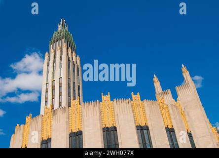 Boston Avenue Methodist Church, built 1929 in Art Deco style, is a National Landmark and listed in National Register of Historic Places - Tulsa, OK Stock Photo