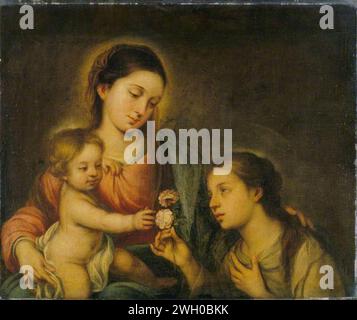 Bartolomé Esteban Murillo (1617-1682) (after) - The Virgin and Child with Saint Rose of Viterbo Stock Photo