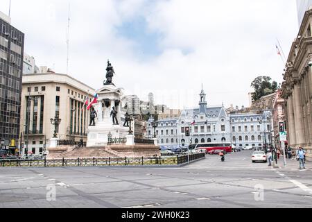 Plaza Sotomayor is a prominent square located in the heart of Valparaiso, Chile. Stock Photo