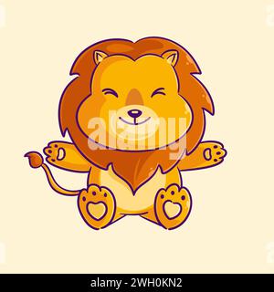 Cute lion is feeling very happy Stock Vector